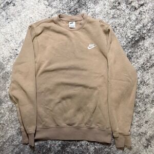 Nike Sportswear Club Fleece Crewneck Sweatshirt Tan Khaki Mens XS BV2662-247